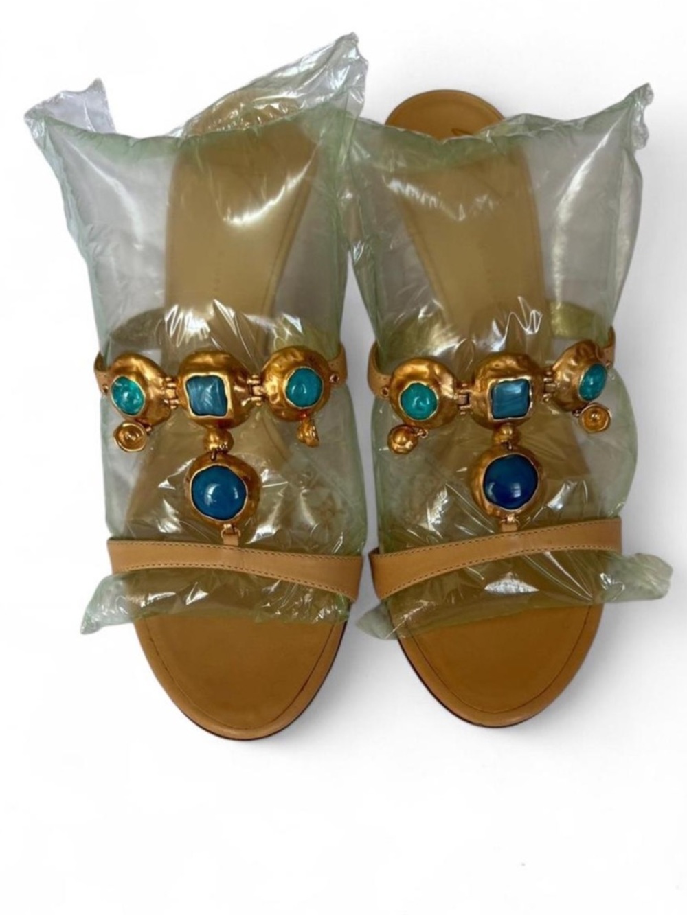 Leather sandal Giuseppe Zanotti 
 Beige Jewel-Embellished Women’s Slide Sandals